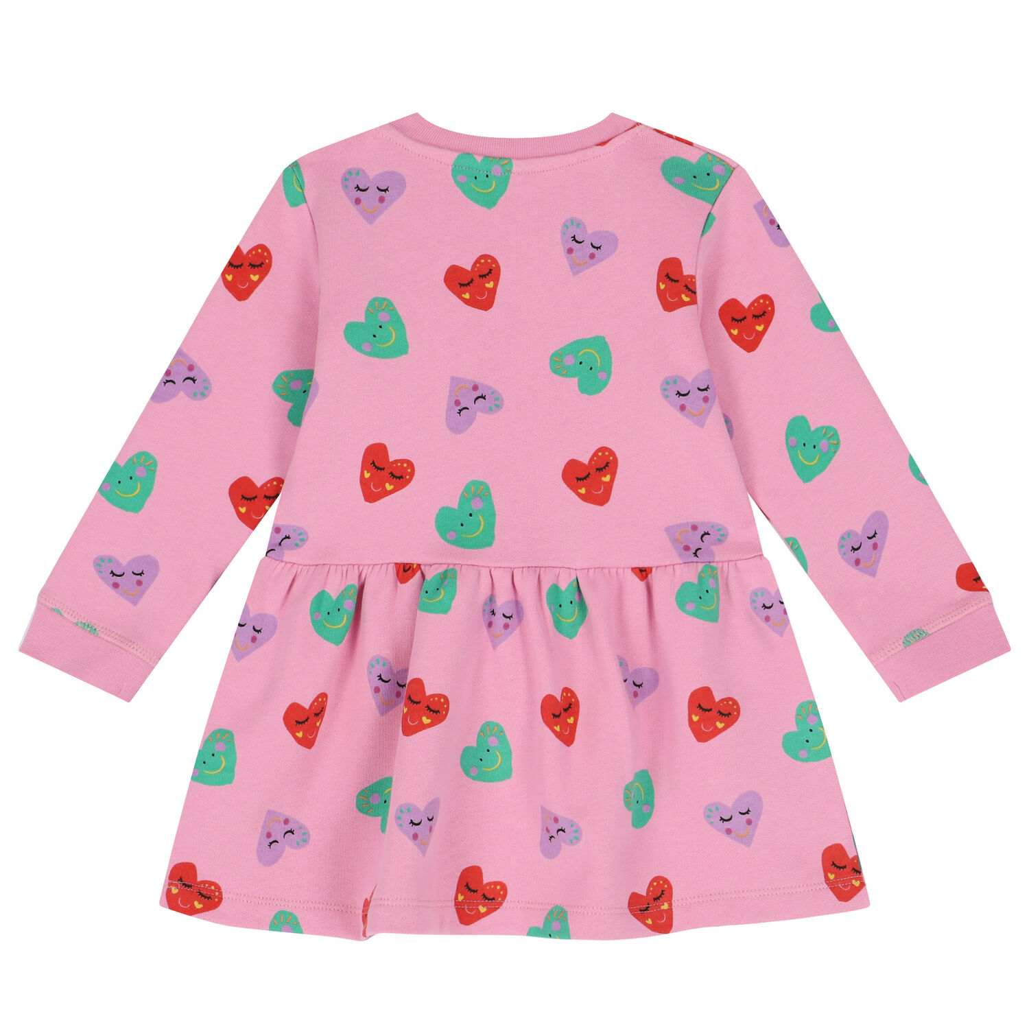 Younger Girls Pink Hearts Sweatshirt Dress, 1, hi-res