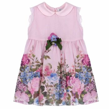 فستان بطبعة فلورا بناتي باللون الزهري