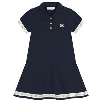 Girls Navy Blue Logo Dress