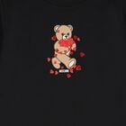 Girls Black Teddy Bear Logo Dress, 2, hi-res