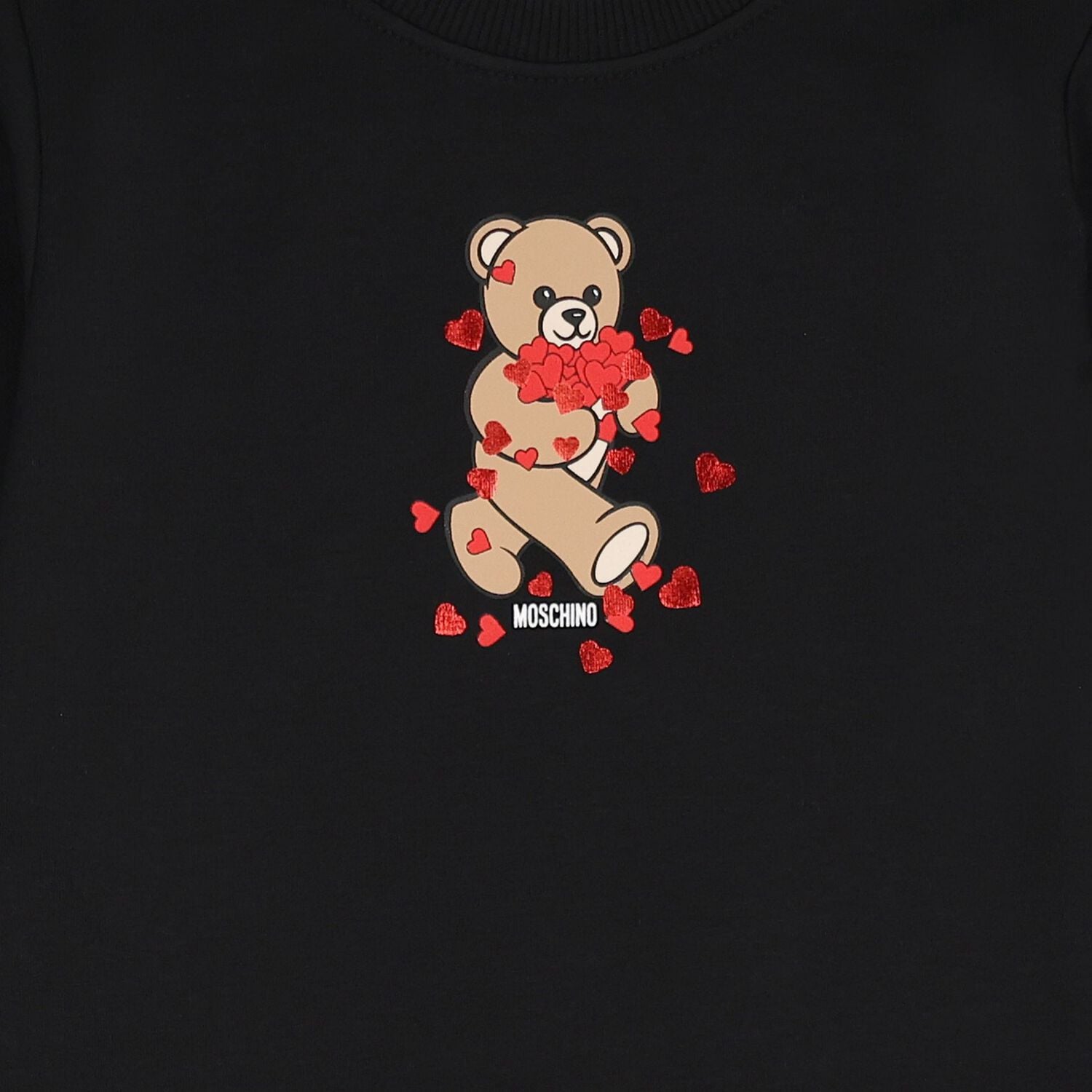 Girls Black Teddy Bear Logo Dress, 2, hi-res