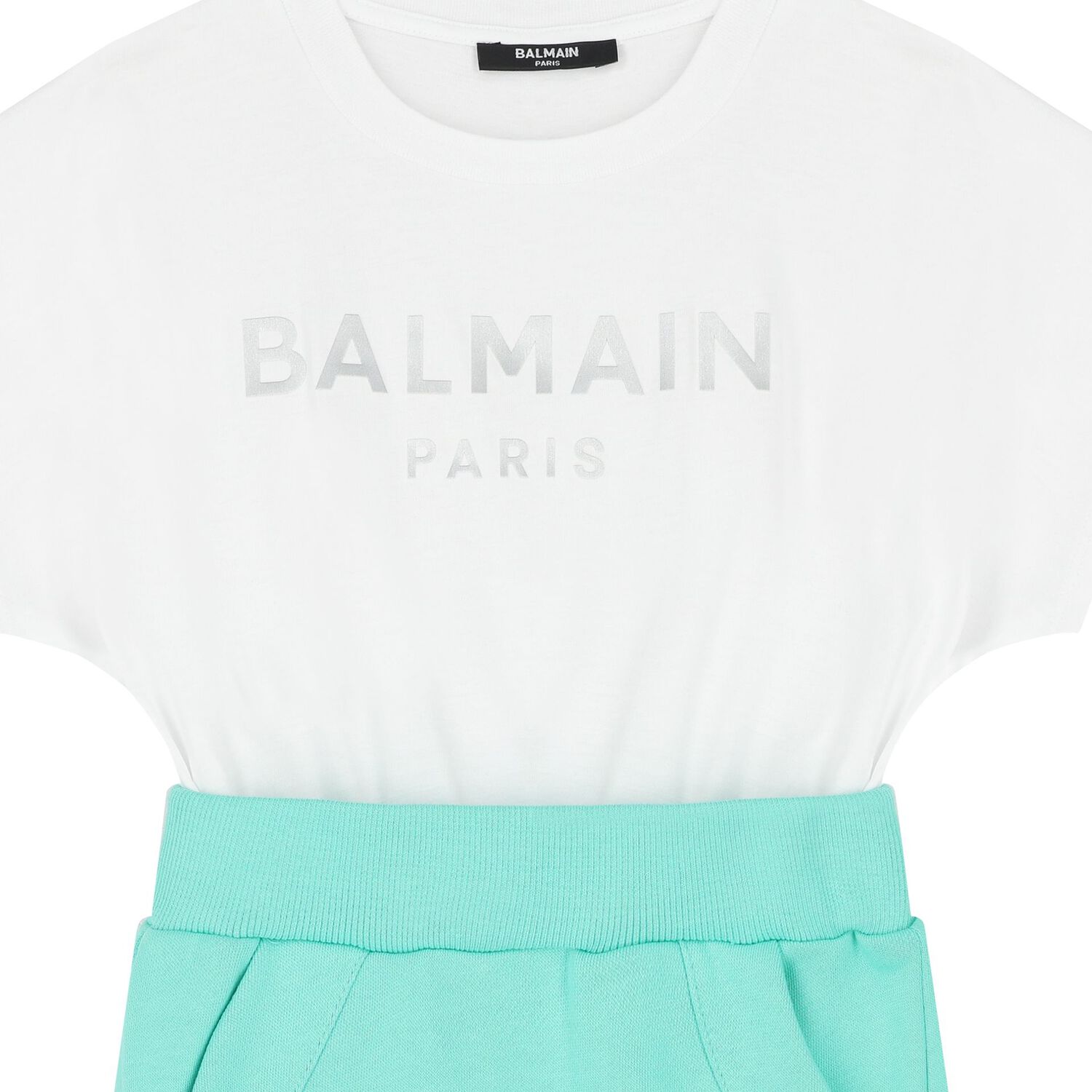 فستان بنات قطني باللون الأخضر والأبيض , 1, hi-res image number null