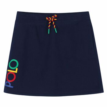 Girls Navy Logo Skirt