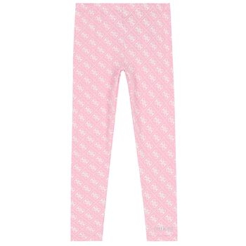 Girls Pink Logo Leggings