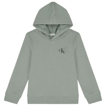 Boys Green Logo Hooded Top