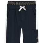 Younger Boys Navy Blue Logo Joggers, 1, hi-res