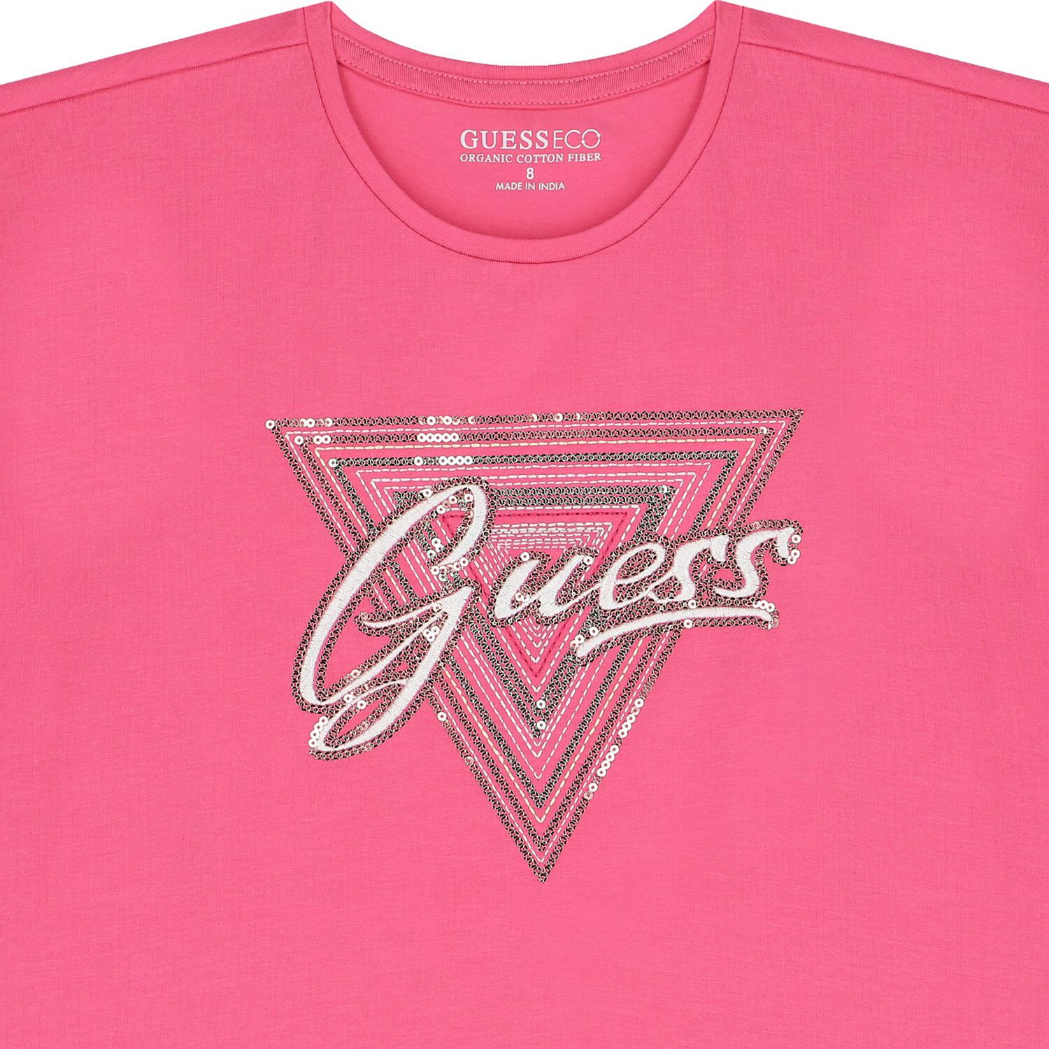 Girls Pink Logo Sequined T-Shirt, 2, hi-res