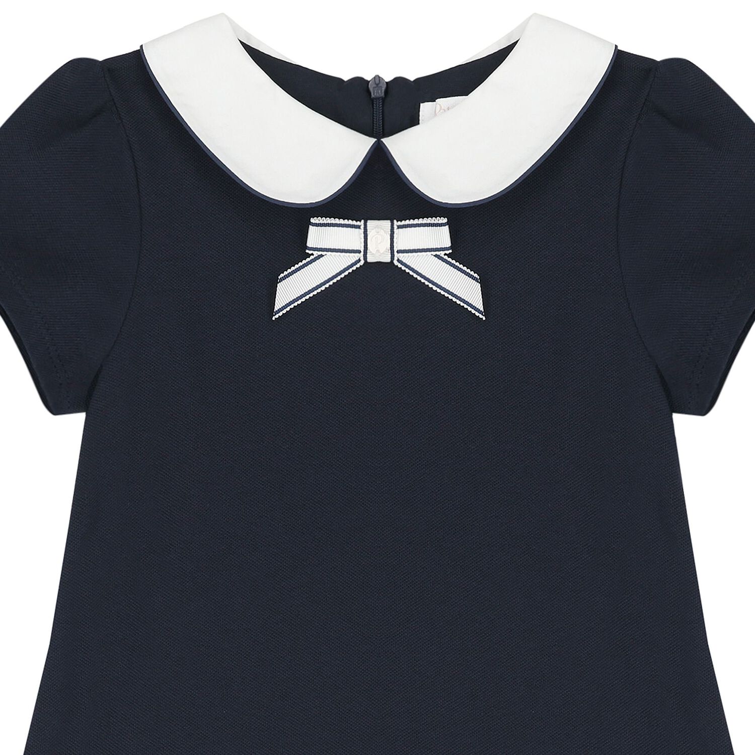 فستان بنات باللون الكحلي والأبيض, 1, hi-res