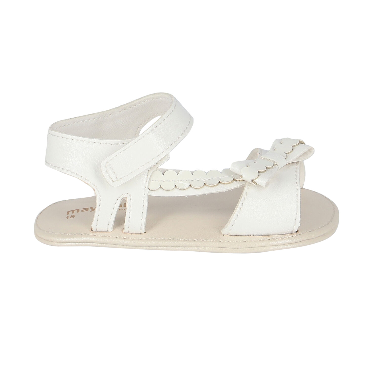 Baby Girls White Sandals, 1, hi-res