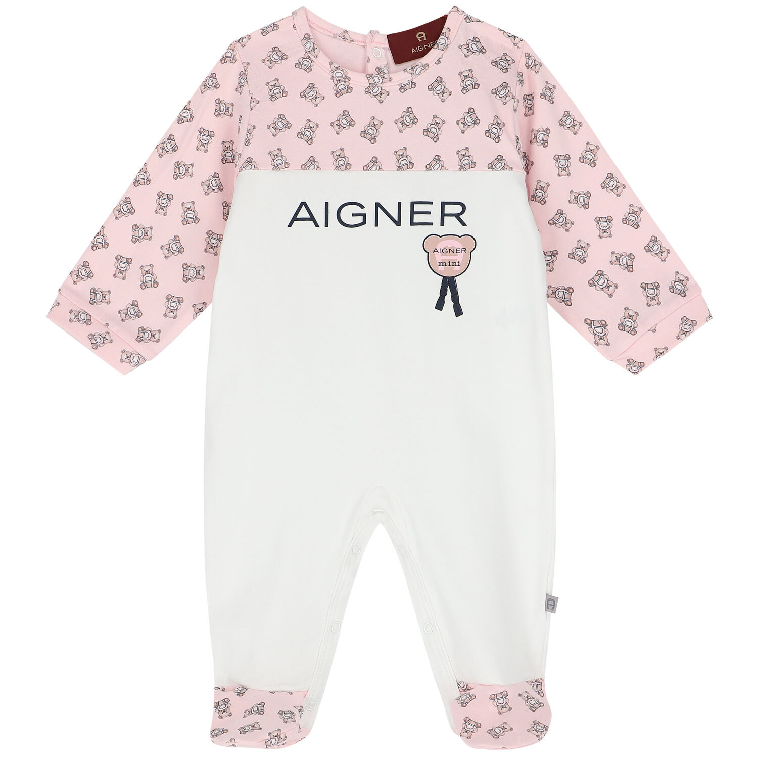 Pink & White Logo Babygrow Set, 3, hi-res