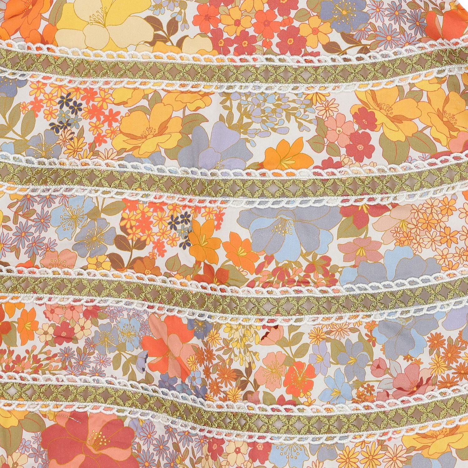 فستان بنات بطبعه الزهور باللون البرتقالى, 1, hi-res