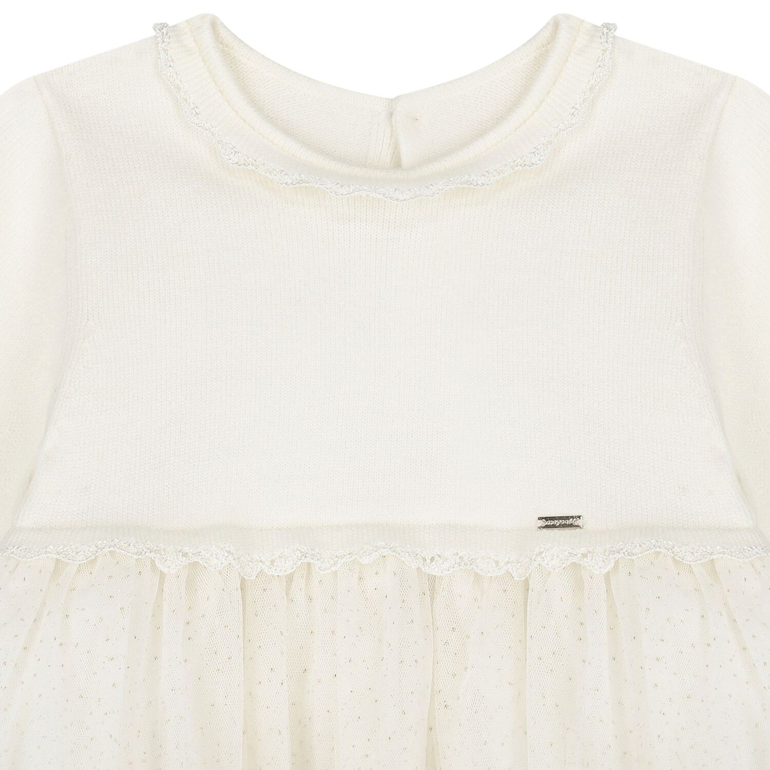 Baby Girls Ivory Tulle Dress, 1, hi-res