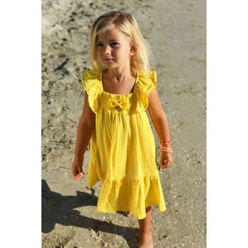 Girls Yellow Bow Dress