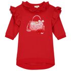 Girls Red Logo Bag Ruffled Dress, 1, hi-res