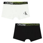 Boys Black & White Logo Boxer Shorts ( 2-Pack ) , 1, hi-res