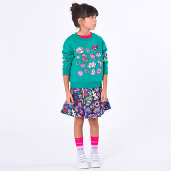 Girls Navy Blue Logo Skirt