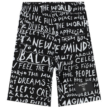 Boys Black & White Logo Shorts