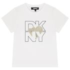Girls White Logo Heart T-Shirt, 3, hi-res