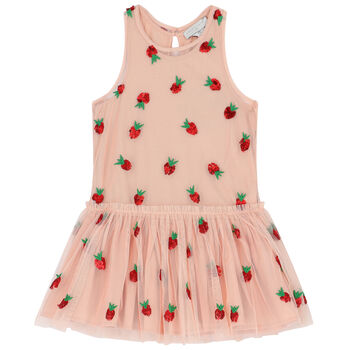 Girls Pink Strawberry Tulle Dress