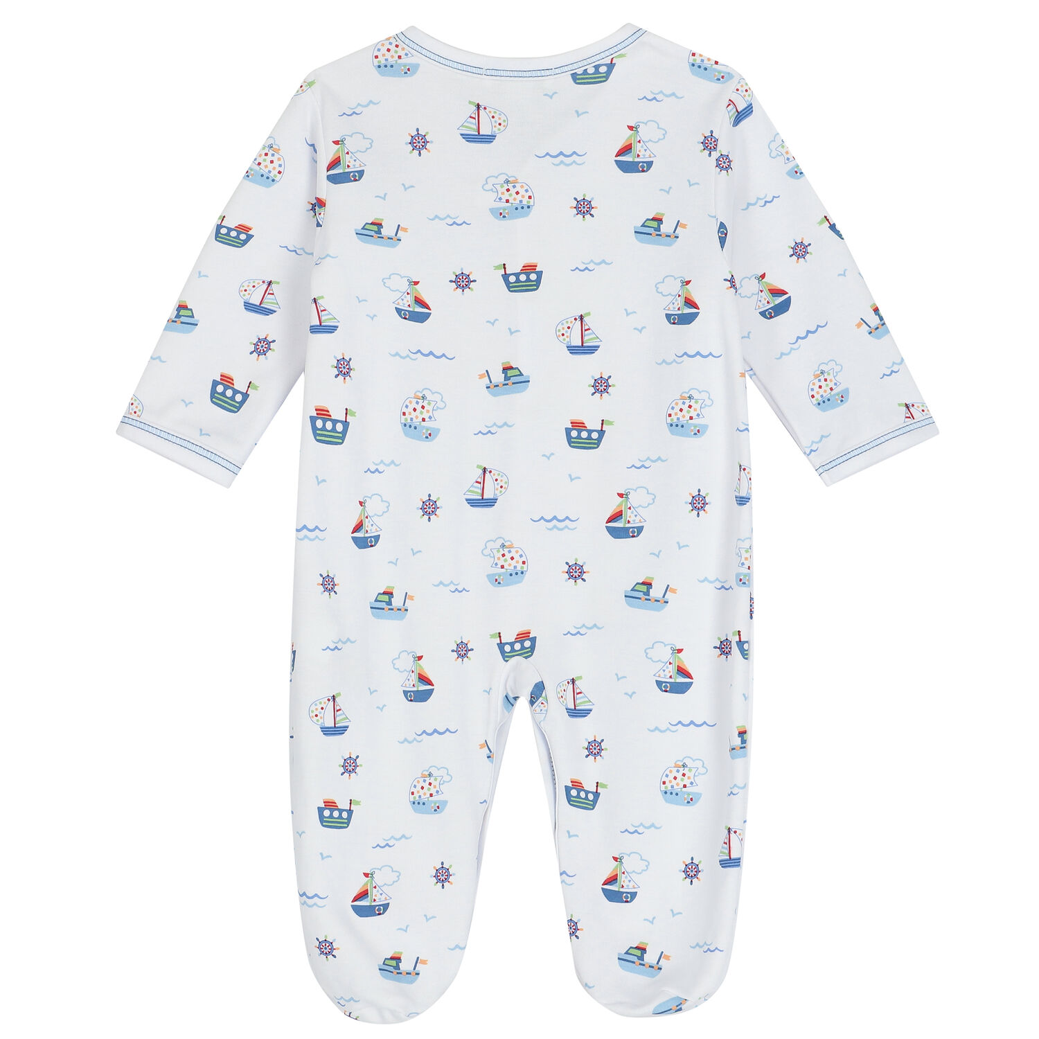 Baby Boys White Boats At Sea Babygrow, 1, hi-res