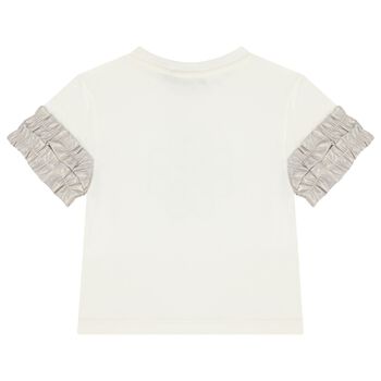 Girls Ivory & Gold Logo T-Shirt