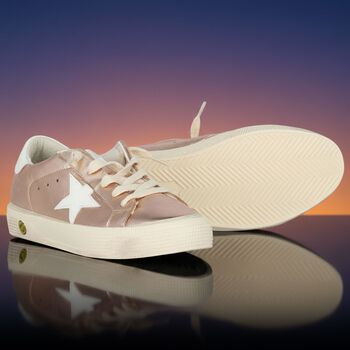 Girls Rose Gold Leather Trainers