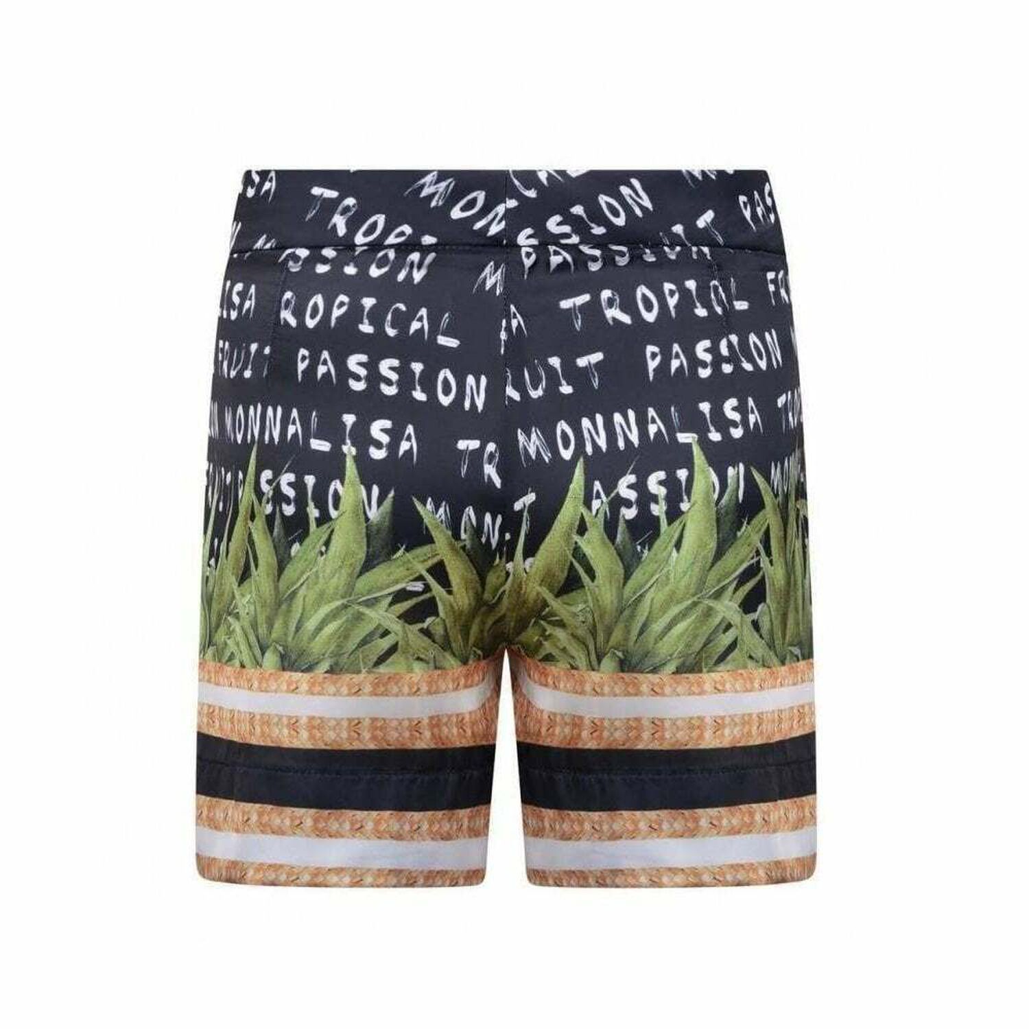 Girls Black Tropical Shorts, 1, hi-res