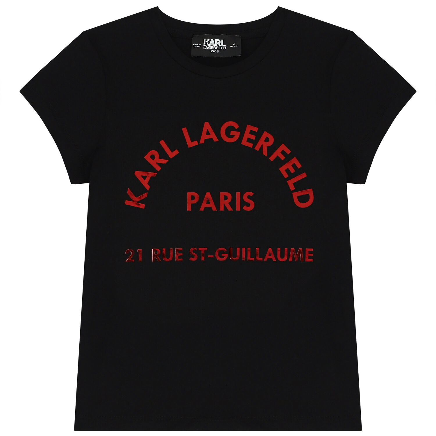 تيشيرت بنات بالشعار باللون الاسود, 1, hi-res image number null