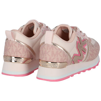 Girls Pink & Gold Logo Trainers