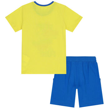 Boys Yellow & Blue Dinosaur Shorts Set