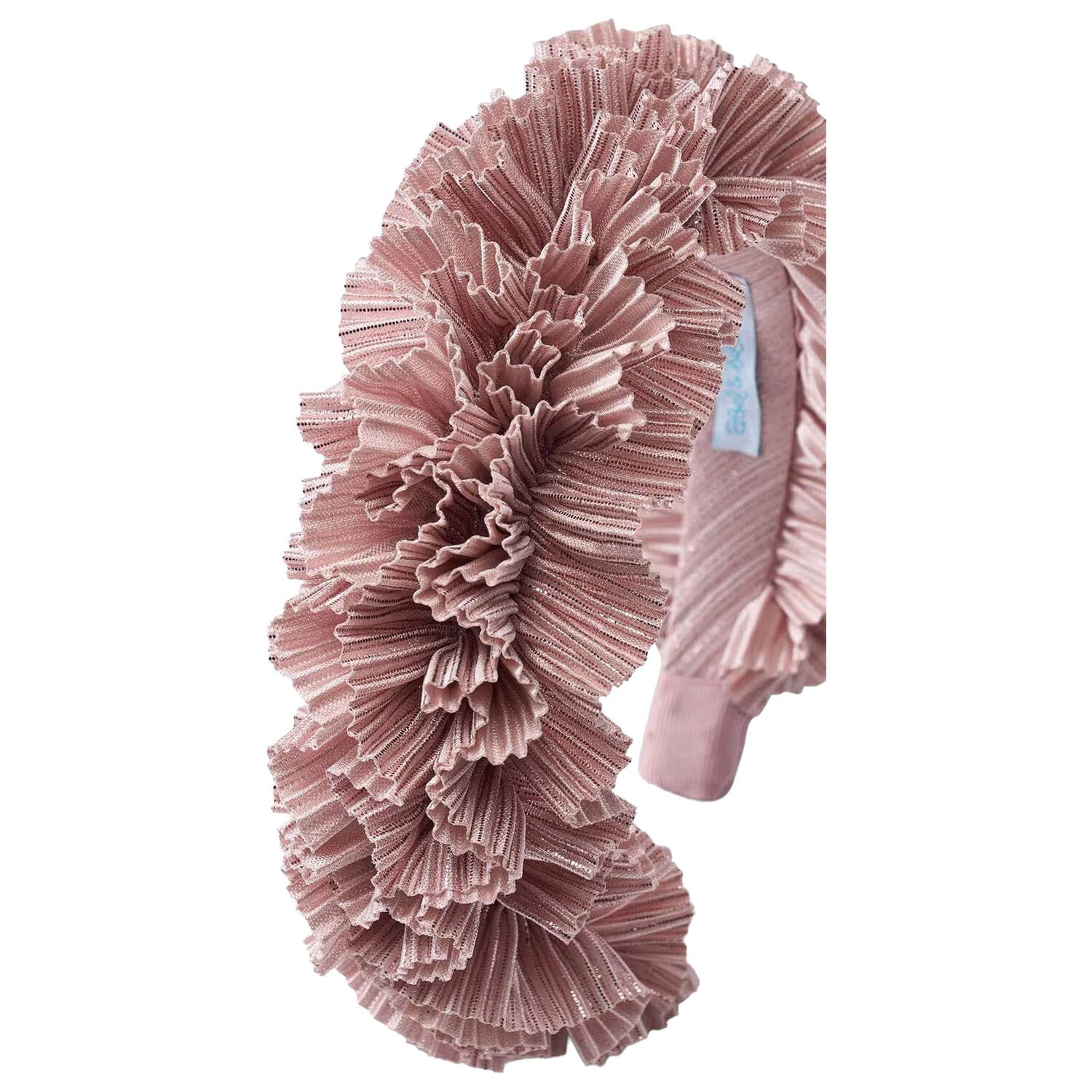 Girls Pink Pleated Ruffled Headband, 2, hi-res