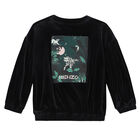 توب بسحاب بالشعار باللون الاسود للبنات, 1, hi-res