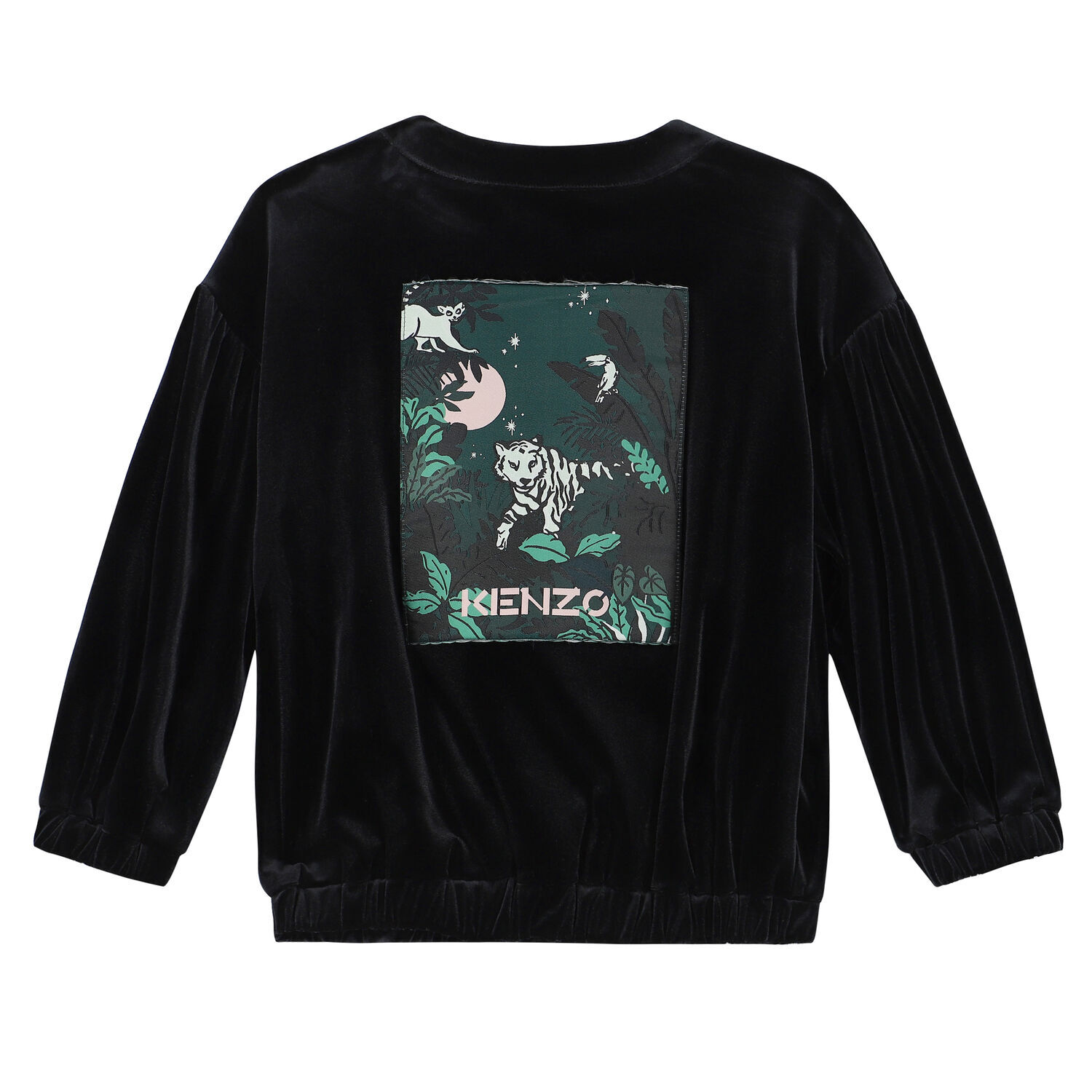 توب بسحاب بالشعار باللون الاسود للبنات, 1, hi-res