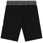 Boys Black Varsity Logo Shorts, 1, hi-res