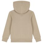 Boys Beige Logo Zip Up Hooded Top, 1, hi-res