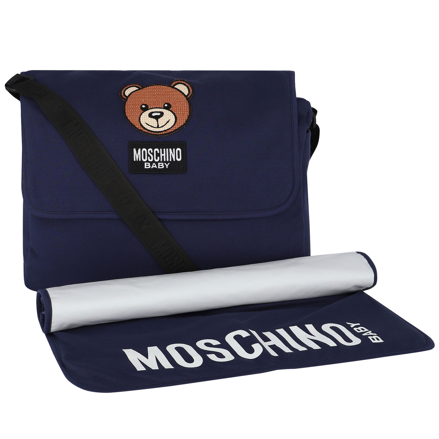Navy Teddy Logo Baby Changing Bag, 1, hi-res