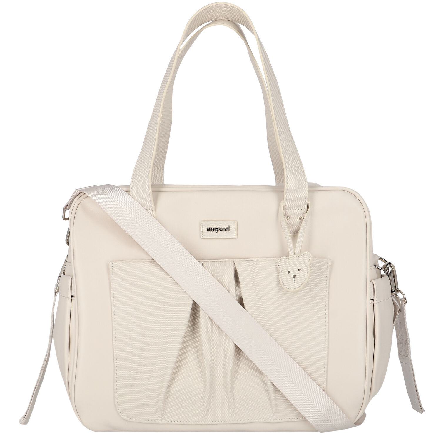 Beige Faux Leather Baby Changing Bag, 1, hi-res image number null