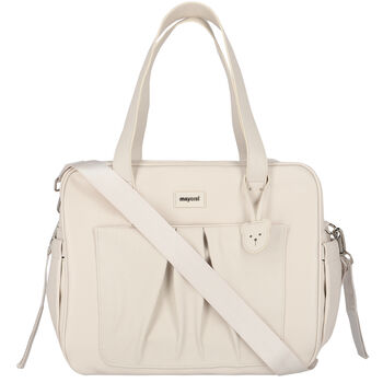 Beige Faux Leather Baby Changing Bag