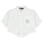 Girls Mini Me White Diamante Logo Shirt, 1, hi-res