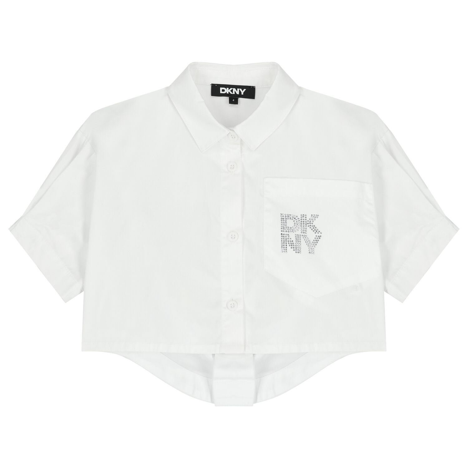 Girls Mini Me White Diamante Logo Shirt, 1, hi-res
