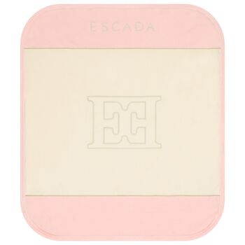 Baby Girls Ivory & Pink Logo Blanket
