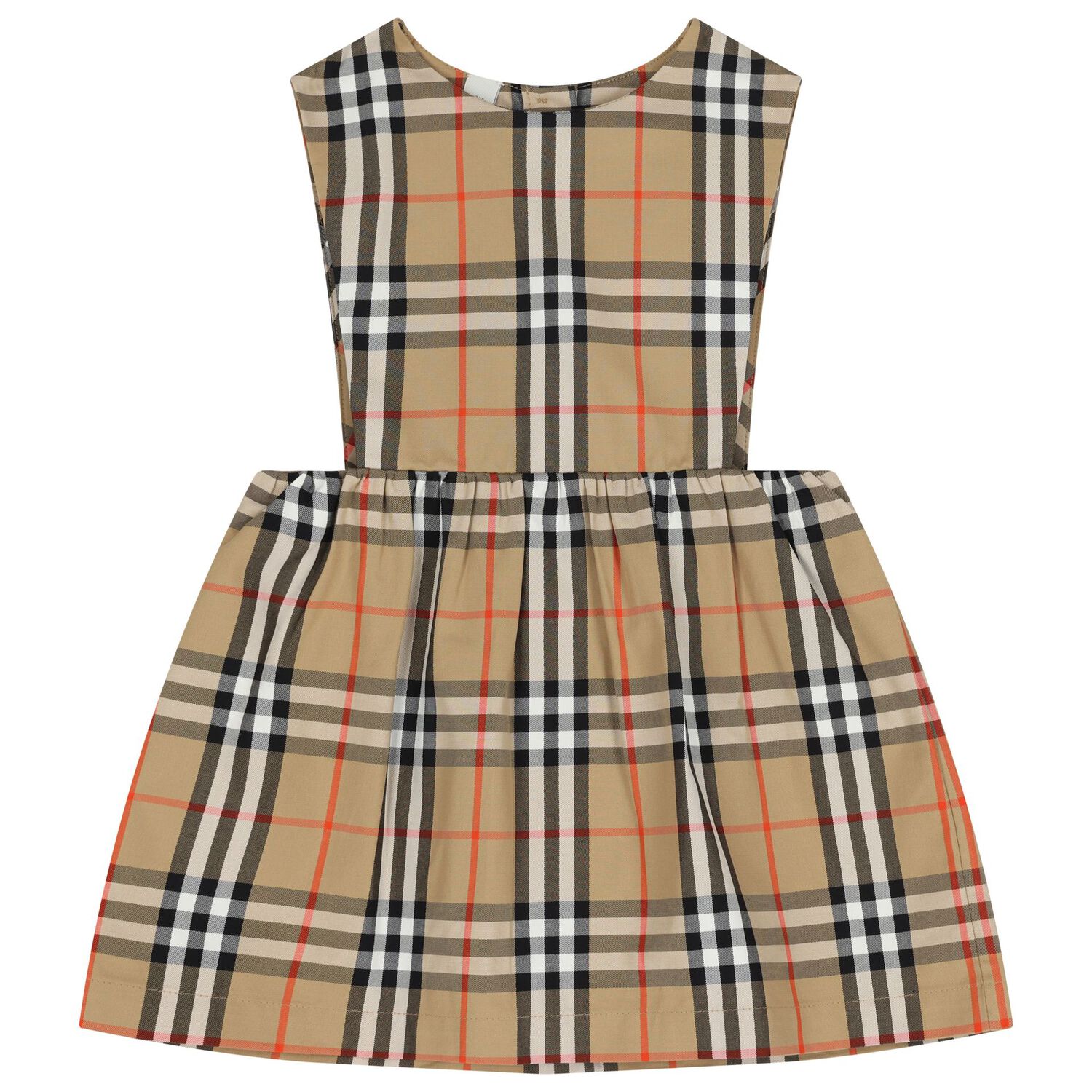 طقم فستان اطفال باللون البيج و الابيض للبنات , 1, hi-res