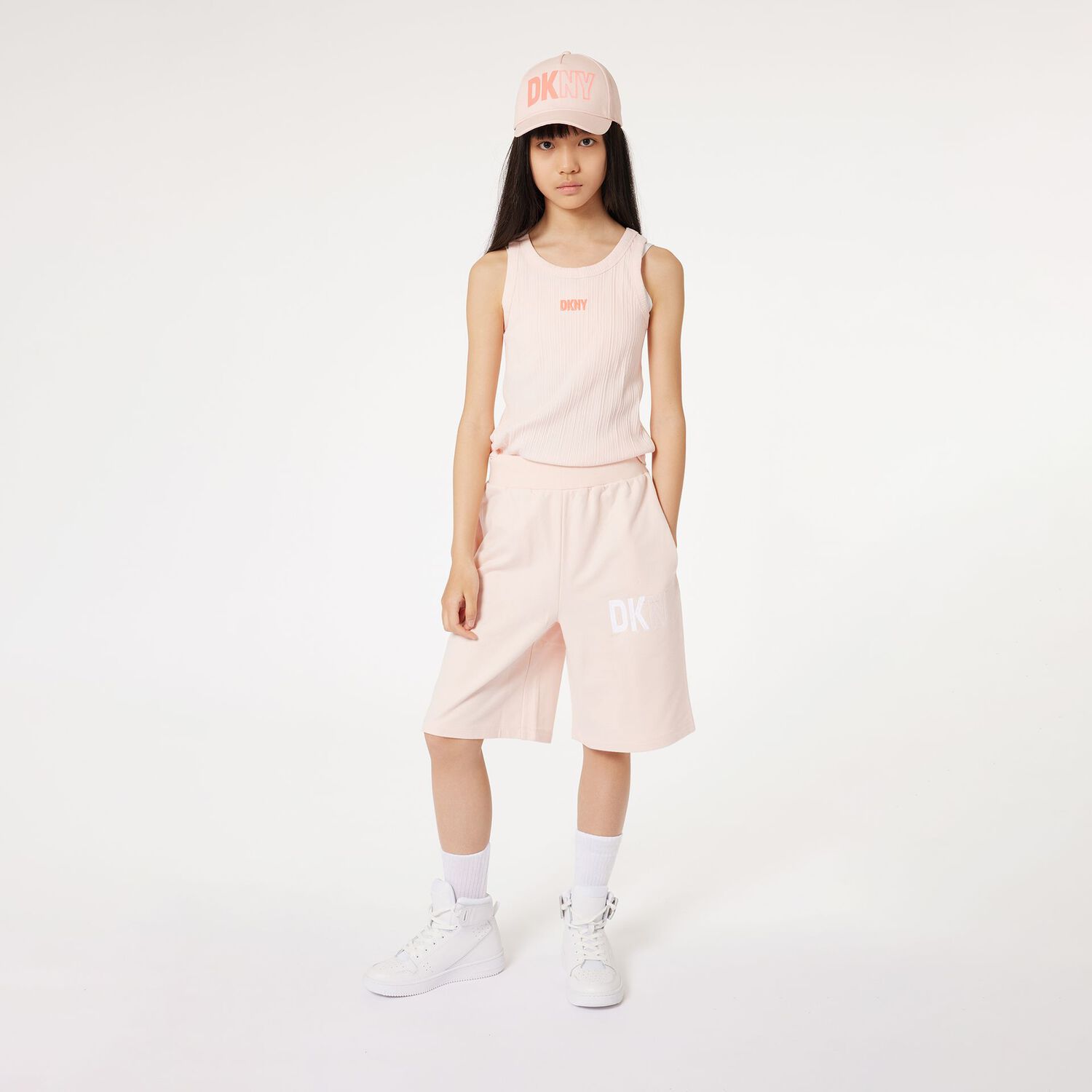 Girls Pink Logo Ribbed Top, 1, hi-res image number null