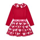 Girls Red Logo Heart Dress, 1, hi-res