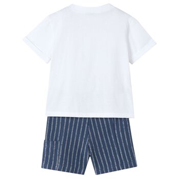 Boys White & Blue Shorts Set