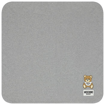 Grey Teddy Bear Logo Baby Blanket