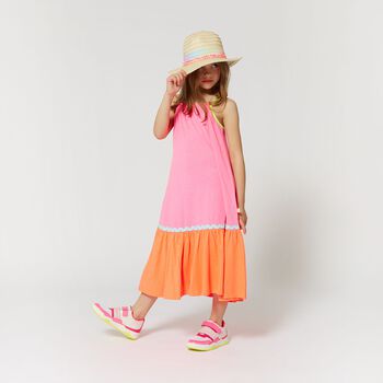 Girls Beige Straw Sun Hat