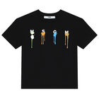 Boys Black Paint Splatter Logo T-Shirt, 2, hi-res