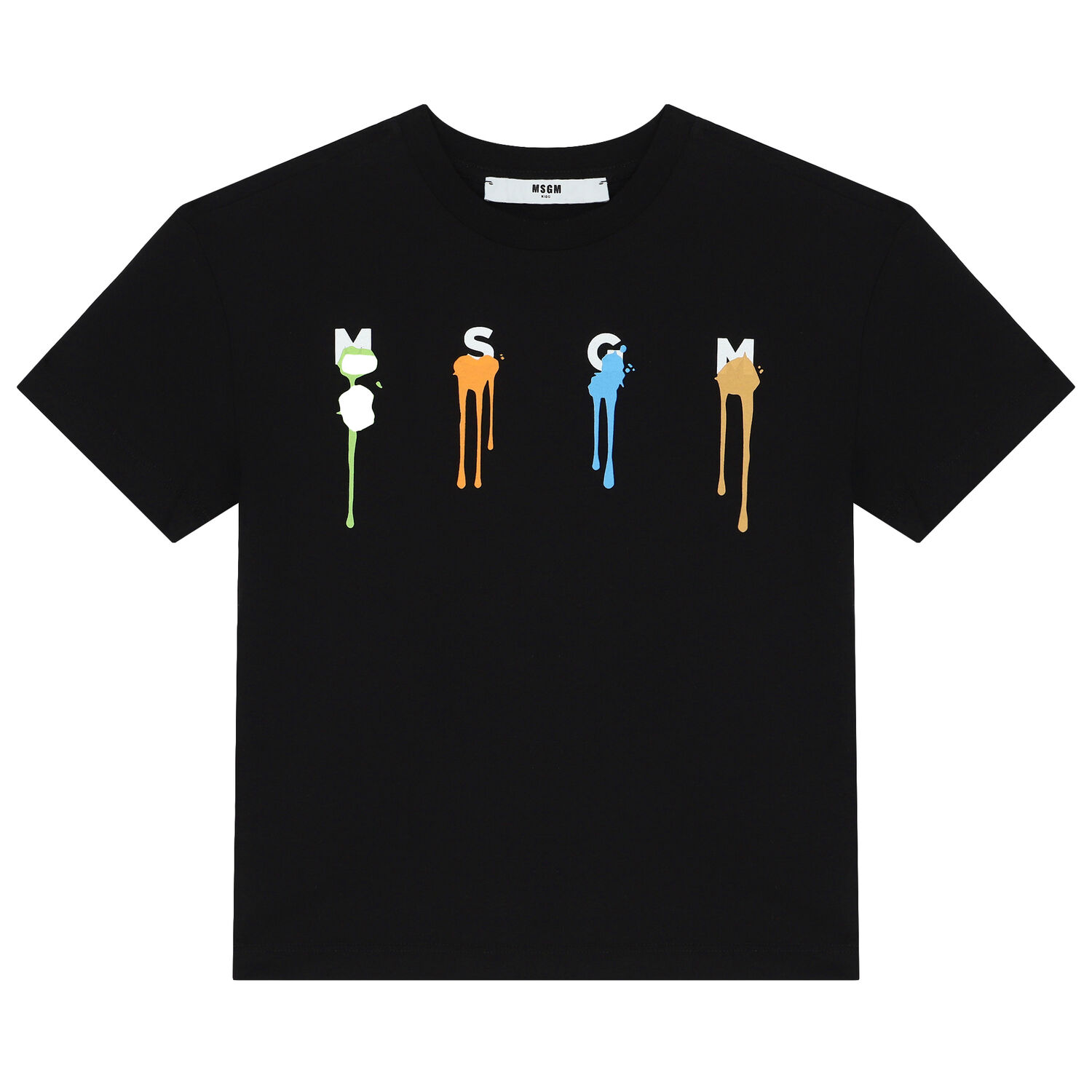 Boys Black Paint Splatter Logo T-Shirt, 2, hi-res