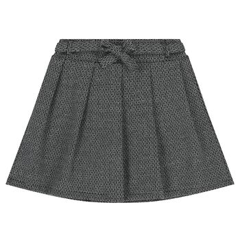Girls Black & White Jacquard Skirt
